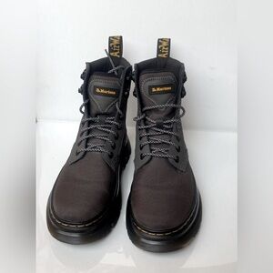 Dr. Martens Gray And Black Ankle Boots with Yellow Stitching